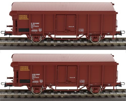 Roco 6600082 H0 2er Set Rolldachwagen Tms, FS, Ep.IV - Kind - Science-Fiction - Realistisch - Grau, Braun, Grün - HO Scale - Handsteuerung - Eisenbahn, Stadt