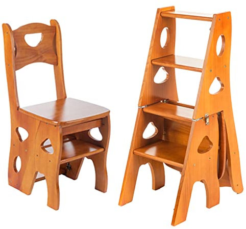 Portable 4 Tier Ladder Chair Folding Step Ladder Display Stand Shelf Stool with Storage Lightweight and Convertible (E 90 * 35 * 45CM)