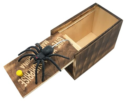 HFMYGS Spinne in Der Box, Spider Prank Box, Scherzartikel für Halloween Streich, Spinnenbox Scherzartikel, Spider Prank Toy, Spinne üBerraschung Streich Holz Spinnenbox für Erwachsene