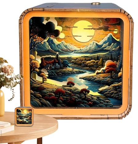 PhnkjGh LED Light Wooden Puzzle, Wireless Wooden Puzzles 3D LED Night Light, Puzzle Toy Art Lamp, Wooden Puzzles 3D LED Night Light Wireless, Eye Care Night Light
