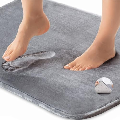 DAVANSU® Super Alfombrilla Baño Antideslizante 40x60 cm | Alfombra de Ducha de Microfibra Viscoelástica Lavable | Alta Absorción y Secado Rápido | Suave y Segura Ducha, Bañera y Suelo Húmedo (Gris)