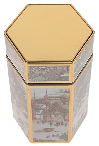 Zerodeko Vintage Style Metal Tea Tin Canister with Airtight Seal Chinese Retro Loose Leaf Tea Organizer Suitable for Kitchen and Home Use