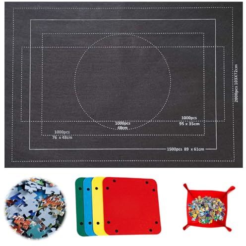 Jigsaw Mat for 1500 Pieces with 4 Sorting Trays - Foldable and Portable Jigsaw Board for Easy Storage and Puzzle Organization, Perfect for Puzzle Enthusiasts and Family Use