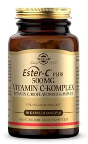 SOLGAR® Ester-C Plus (500 mg) - Vitamin C-Komplex mit patentiertem Ester-C®, Citrus Bioflavonoiden, Acerola-Extrakt, Hagebutten-Pulver und Rutin - 50 vegane Kapseln