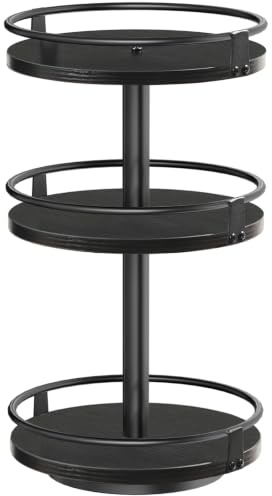 HOOBRO 3-Tier Rotating Spice Rack, Lazy Susan Organizer, Turntable Spice Rack, Vertical Storage Organizer, for Kitchen Countertop, Vanity, Dining Table, Black EBB09TL01