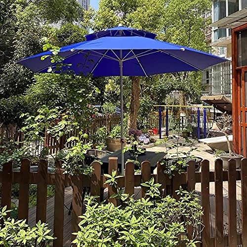 Sombrilla de exterior de doble capota, para jardín, de 2,5 m, inclinable, redonda, con protección UV, tela Oxford impermeable, para playa, pabellón, balcón, terraza o mercado, sin base, color rojo.