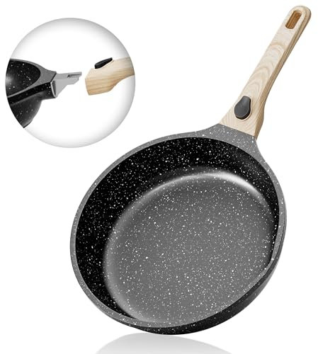 RIOVARM 28 cm Induction Antiadhésive Poêle à frire avec Poignées Détachables, Poêles à œufs sans PFOA, Poêle à omelette Convient pour le lave-vaisselle et le four, Camping Pan Pour tous les poêles