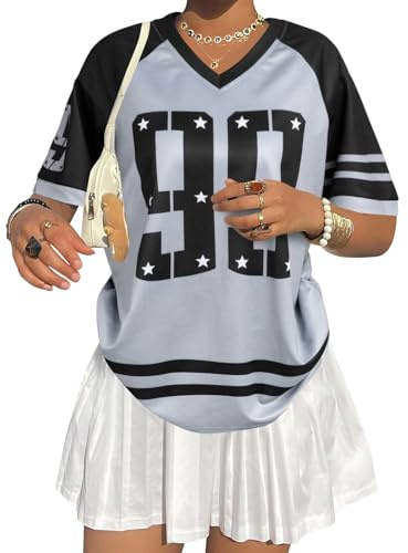 Soccer Cup 2026 Soccer Shirt for Women Jersey Shirts Oversized Number 7 Graphic Shirt Gray