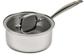 Copper Chef Titan Pan, Try Ply Stainless Steel Non-Stick Frying Pans, 2 QT Sauce Pan with Lid