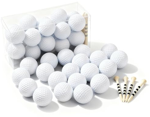 Reyshin 20 Stück Schaumstoff Golfbälle 42mm Weich Golf Trainingsbälle für Indoor oder Outdoor Training,Leicht Und Stoßfest, Realistisches Gefühl und begrenzter Flug,Echte Spin and Feel (Weiß)