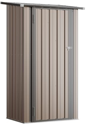 Aoxun 3’x2.1’ Outdoor Metal Storage Shed with Lockable Doors, Metal Sheds Outdoor Storage, Steel Utility Tool Shed for Patio, Garden, Backyard and Lawn, Brown