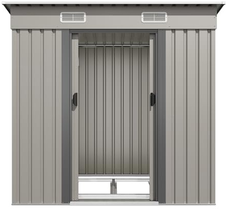 Devoko Abri de jardin en métal 183x109x182cm avec fondation, 3,6m³ Abri à outils avec toit en pente et porte coulissante, Extérieur, Résistant aux intempéries, Abri à vélos, Abri de jardin pour