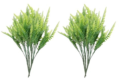 BESPORTBLE 8 Pezzi Piante di Felce Artificiali in Plastica Foglie di Felce Finte Resistenti AI Raggi UV Decorazioni Verdi per Interni ed Esterni Forniture per Composizioni Floreali