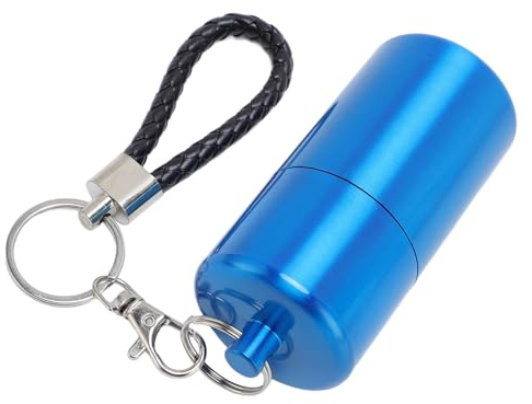Cryfokt Conteneur de Tube de Stockage en Métal, Léger et Hermétique en Aluminium pour la Pêche et le Camping (BLUE)