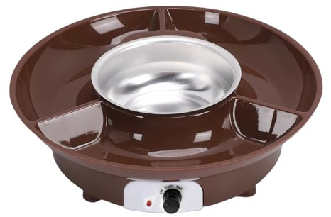Fockety Caquelon à Fondue électrique, Fondoir à Chocolat Polyvalent, Fondoir à Chocolat avec Bol de Fusion Amovible en Acier Inoxydable et 6 Fourchettes à Rôtir pour Beurre, Fromage (Prise UE 220V)