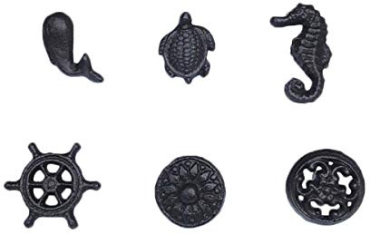 TentHome Antik Möbelknopf Möbelknöpfe Möbelgriffe Griff Maritim Kommodenknöpfe Vintage Set 6 Stück Knauf für Schrank, Schublade, Garderobe Gusseisen Schrankgriffe Küche