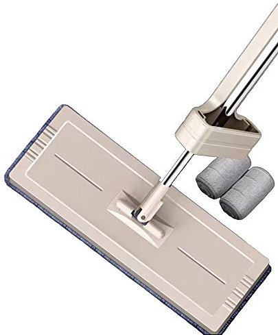 HUOQILIN Ensemble Balai Magique Et Seau Essoreur Set Balai Plat Rotatif en Microfibre Et Seau avec Système Nettoyage Vadrouille Et Seau De Lavage pour Nettoyage Sol Humide avec 2 Serpillières,A