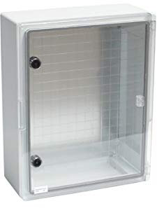 PRITEX – Kunststoff Schaltschrank mit Sichttür IP65 Industriegehäuse 300 x 400 x 195 mm – Verteilerkasten mit verzinkter Montageplatte – Tür mit umlaufender Dichtung – Leergehäuse Schaltkasten (Grau)