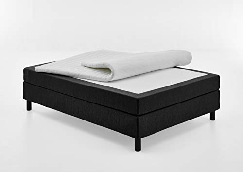 Atlantic Home Collection Happy Boxbett ohne Kopfteil, Bonellfederkern- Matratze, Härtegrad H2, Stoff, Schwarz, 140/200 cm, Liegehöhe ca. 58 cm