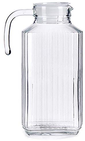 MGE - Caraffa Vetro per Acqua da Tavola Con Tappo - Bottiglia per Tè, Succo di Frutta - 1.8 Litri