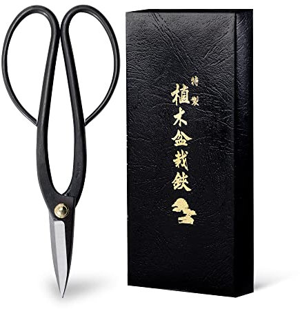 Wazakura Bonsai Schere - Ashinaga Modell, Karbonstahl, 20 cm, Made in Japan - Schere zum Trimmen von Ästen, Blättern, Wurzeln und Trieben
