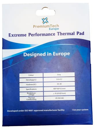 PremiumTech Professionelles Thermalpad mit extremer Leistung mit 20 W/MK Wärmeleitfähigkeit, ideal für High-End-GPU oder CPU, Größe XXL 100 x 100 cm (0,5 mm)