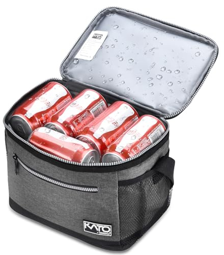 Kato Tirrinia Kühltasche Klein, 7.8L, Isolierte Lunchtasche für Arbeit, Studenten, Faltbar Auto Kühlbox, Tragbare Brotdose für Herren und Damen, Picknicktasche für Reise, Strand, Camping, Dunkelgrau