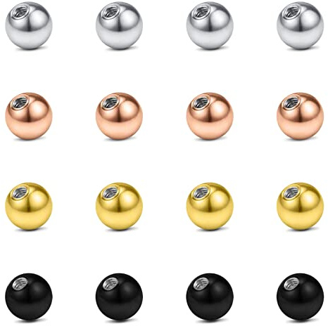 Rajnard Boules de Piercing 16G 3mm Balle de Remplacement pour Piercing Acier Chirurgical pour Septum Helix Tragus Rook Daith Suorcil Piercing Levre Labret Argent/Or Rose/Or/Noir