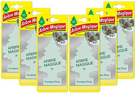 Arbre Magique Kit de 6 Rafraîchisseurs d'air Parfumeurs Pin Glacé. Super arôme de Longue durée pour la Voiture, la Maison, Le Bureau, etc.