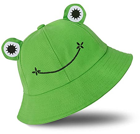 Fischerhüte Anglerhut Faltbar Baumwolle Anglerhut Frosch Sonnenhut Fischerhut Buckethut Niedlicher Frosch Eimerhut Sommerhut Frog Freizeithut für Angeln Wandern Camping Outdoor