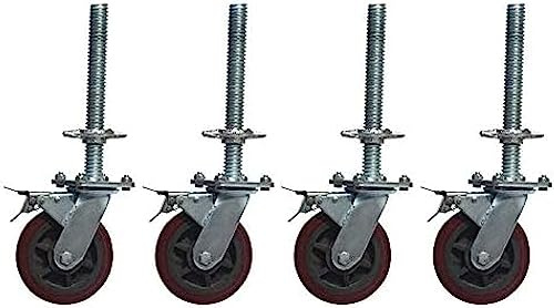 (Paquete De 4) Rueda De Andamio Rueda De Andamio Móvil Ponderada De 6 Pulgadas Puede Soportar 500 KG Freno De Rueda Universal Rueda De Elevación De Tornillo De Cinturón Resistente Al Desgaste,YUYA