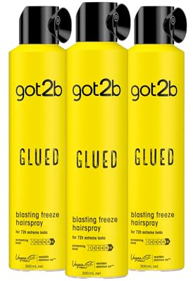 got2b Glued Blasting Freeze Hairspray 300 ml, Glued Hairspray for up to 72h Ultra Strong Hold, Hairspray got2b, For Extreme Hairstyles, Vegan* Formula (Pack of 3)