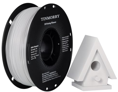 TINMORRY ASA-filament, 1,75 mm, hög UV- och värmebeständighet, 3D-skrivarfilament, hållbart, måttnoggrannhet +/- 0,03 mm, perfekt för utskrift utomhus, funktionella delar, 1 kg-spole, vit