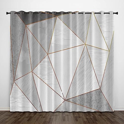3D Verdunkelungsvorhang Ösen Marmor-Minimalismus,2Er Set Gardinen Wohnzimmer Gardinen Blickdicht Kinder Vorhänge Schlafzimmer Dekoschals Gardine 300 B X 280 H Cm-3Z3P4I6O