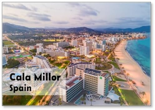 Cala Millor, Mallorca Abend Luftbild Fotos von Cala Millor & Cala Bona, Mallorca, Spanien, Kühlschrankmagnet