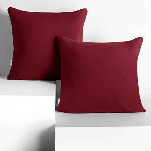 DecoKing Set med 2 örngott 50 x 50 * 2 i 100% kammad bomull med dragkedja, färg Bordeaux, Amber