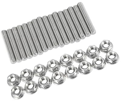 Partuto 16pcs Stainless Steel Exhaust Manifold Bolt Stud Hardware for Car Replacement