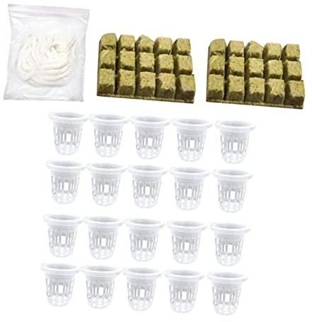 KONTONTY Kit Idroponico con Mesh Cups e Plug di Lana per Coltivazione Senza Terra Radicante per Piante per Orto Idroponico Casa e Irrigazione Vaso