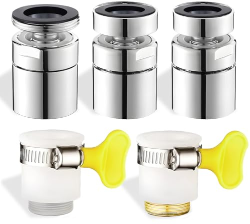 5 Stk Wasserhahnbelüfter, CNYMANY 20mm 22mm 24mm 360° drehbarer Küchenspülenbelüfter und Universal-Wasserhahn-Adapter, Großwinkel-Sprühaufsatz Wasserhahnverlängerung Wasserhahnkopf für Badezimmer