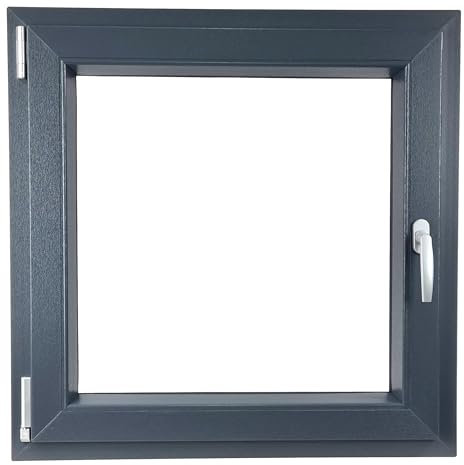 ALUCON Fenster 700x700 mm – Kunststofffenster 70x70 cm – Flügelfenster Innen Anthrazit/Außen Anthrazit – DIN Links