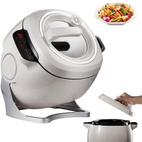 twostronking Pentola Rotante Automatica, con Pannello Touch Intelligente, Rotazione della Pentola Interna a 360°, Regolazione del Fuoco a Tre velocità, Diametro 20 Cm, per Friggere, Stufare, Cucinare