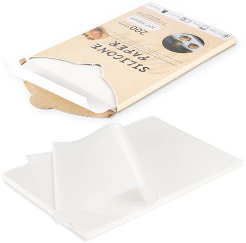 Kinsinder 200 pezzi di carta da forno per uso intensivo 20x30cm Carta antiaderente pretagliata per la cottura Carta pergamena Fogli di carta oleata per la cottura Fodera da forno in silicone Carta da