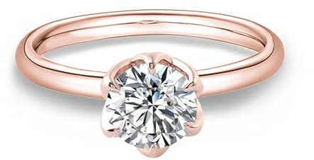 Skcess 9 Karat Roségold Engagement Ring D Moissanit Runden, Damenring Rosen-Solitär mit 1 Karat Moissanit Ring Damen Größe 65 (20.7)