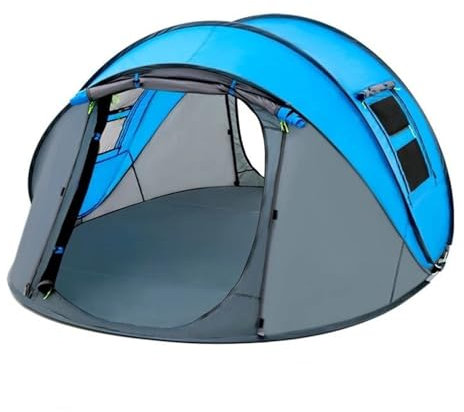 Eisfischerzelt Wurfzelt für den Außenbereich, automatische Pop-Up-Zelte, wasserdichtes Camping-Wanderzelt, wasserdichte große Familienzelte biwakzelt(Single Blue Small)