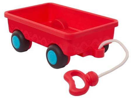 B. toys Toy Red Wagon, Happy Wagon Pull-Along with Smooth Wheels, Summer