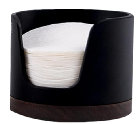 Conteneur de rangement pour filtre à café - Boîte en papier pour filtre à café en bois - Rangement rond avec couvercle - Conteneur vintage résistant à la poussière - Parfait pour le stockage des