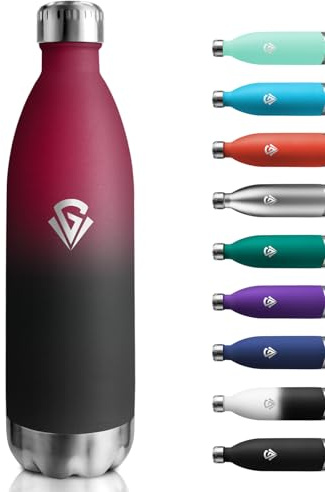 Trinkflasche Edelstahl 1L, BPA-Frei Isolierflasche, Thermosflasche Auslaufsicher, Doppelwandig, Trinkflasche Kohlensäure Geeignet für Outdoor, Sport, Fahrrad, Uni, Reisen, Fitness, Jungen, Mädchen