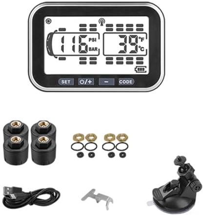 Midyshing 4,5 Solar TPMS, 0-199psi Hochpräzisionssensoren, RV-Zubehör für Anhänger, Wohnmobile – Reifendruck- und Temperaturmonitor（4 Sensors）