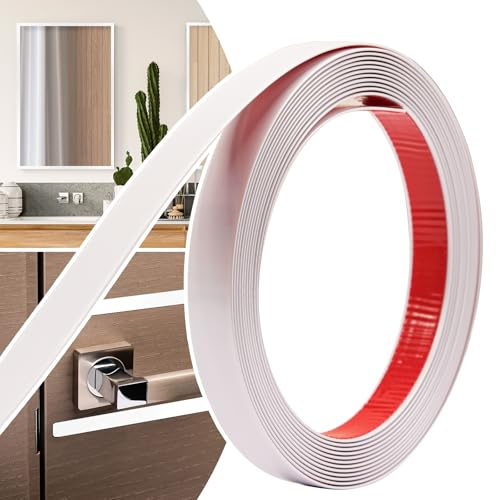 JSIWOTH 6M x 20mm Peel and Stick Waterproof Molding Trim | White Flexible Paintable Self Adhesive Trim for Walls Edges, Borders, Window Frames, Backsplash Tiles