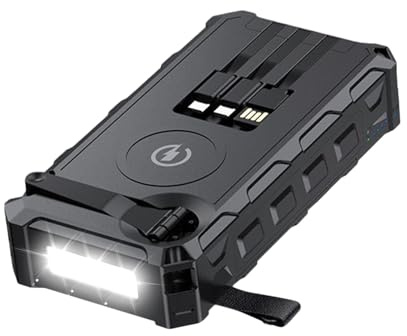Power Bank Solare - Batteria Con Manovella E Luce LED Integrata - Dispositivi, Batteria Portatile Pieghevole Impermeabile per Campeggio Viaggi Casa